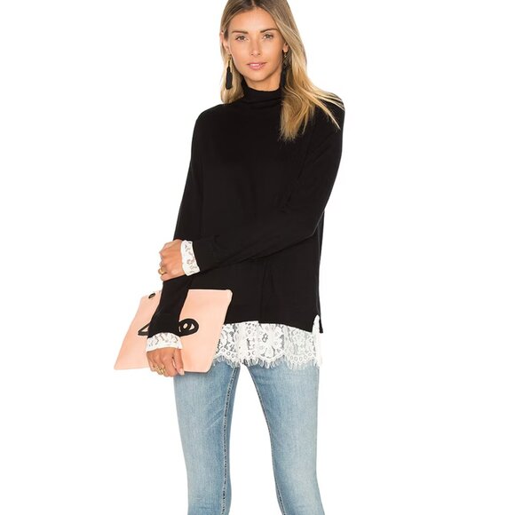 - Joie Mock Neck Sweater with Faux Lace Shirt XS Wool Cashmere - Picture 1 of 7